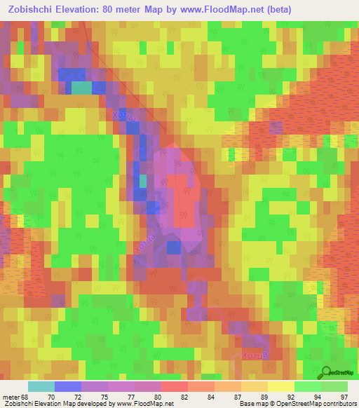 Zobishchi,Russia Elevation Map