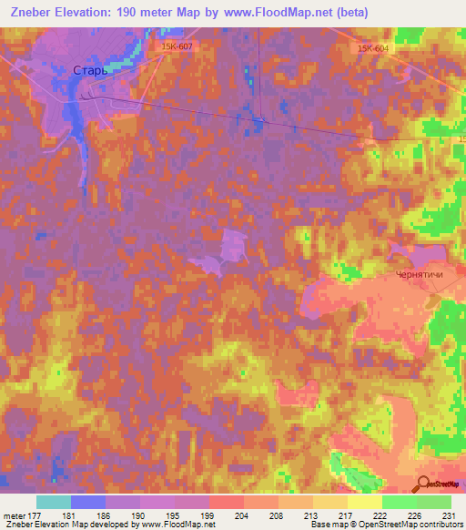 Zneber,Russia Elevation Map