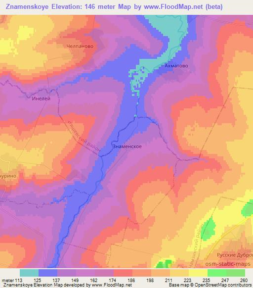 Znamenskoye,Russia Elevation Map