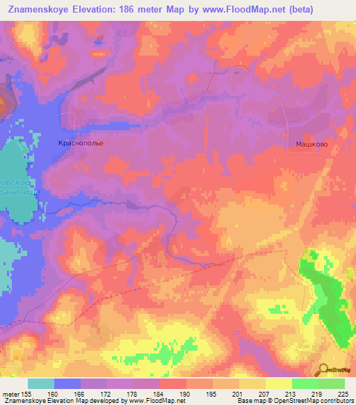 Znamenskoye,Russia Elevation Map