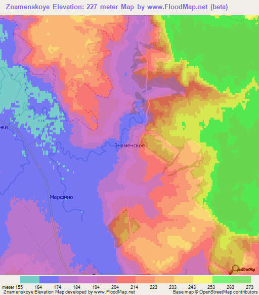 Znamenskoye,Russia Elevation Map