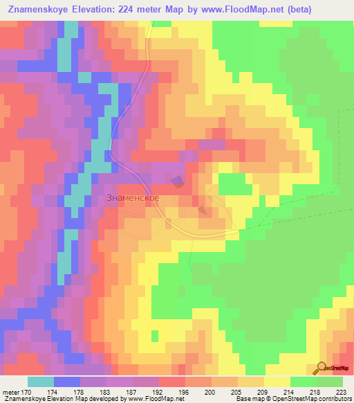 Znamenskoye,Russia Elevation Map