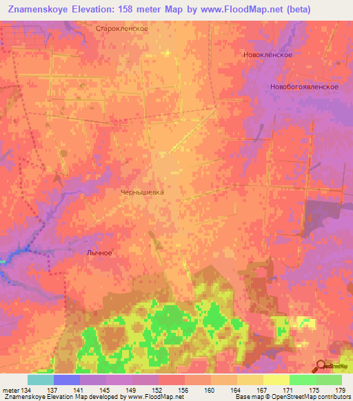 Znamenskoye,Russia Elevation Map