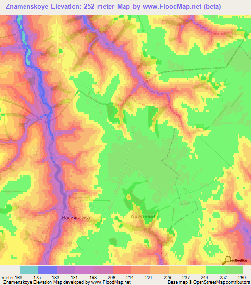 Znamenskoye,Russia Elevation Map