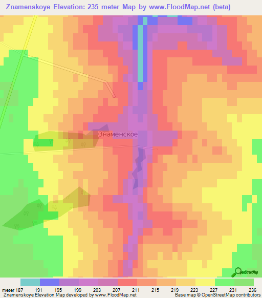 Znamenskoye,Russia Elevation Map