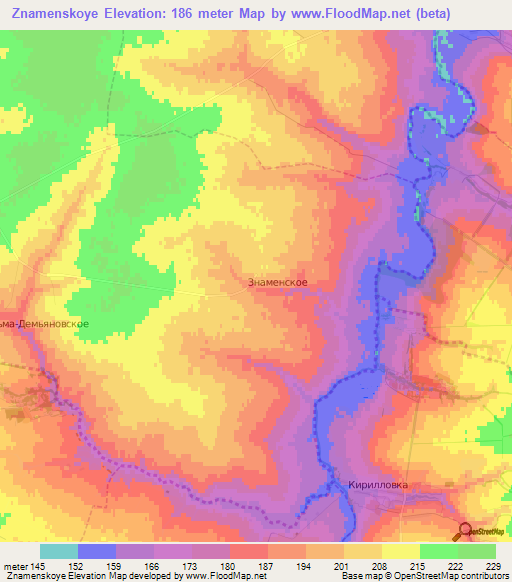 Znamenskoye,Russia Elevation Map