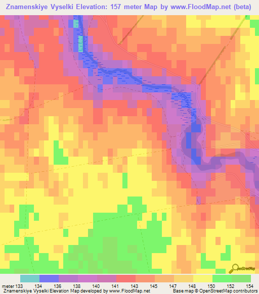 Znamenskiye Vyselki,Russia Elevation Map