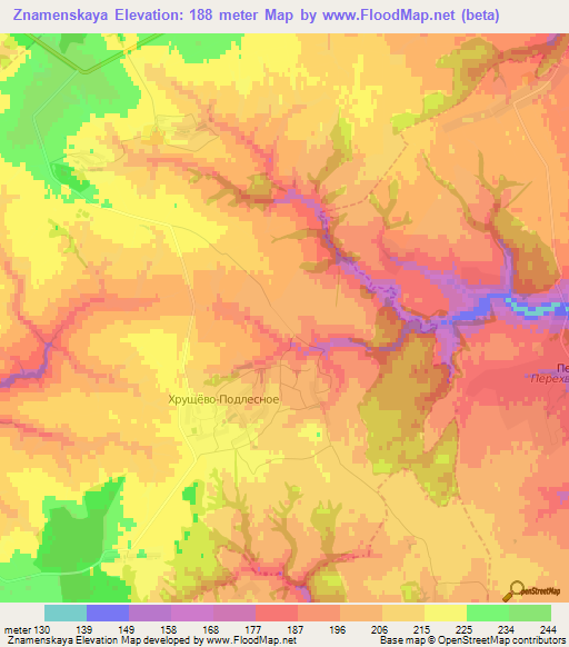 Znamenskaya,Russia Elevation Map