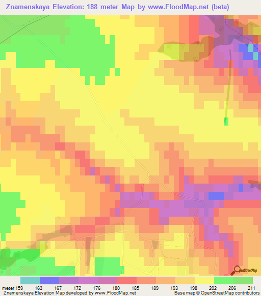 Znamenskaya,Russia Elevation Map