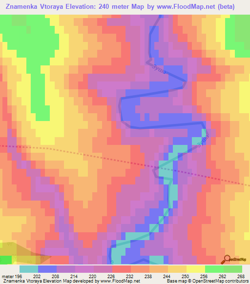 Znamenka Vtoraya,Russia Elevation Map