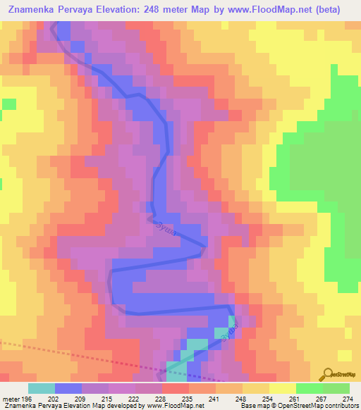 Znamenka Pervaya,Russia Elevation Map