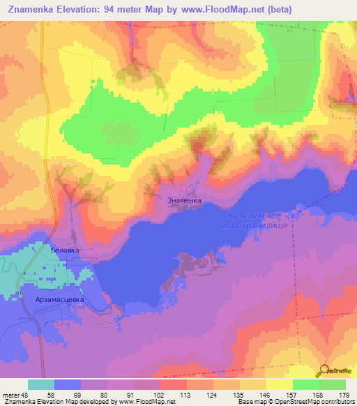 Znamenka,Russia Elevation Map