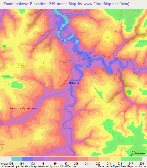 Znamenskoye,Russia Elevation Map