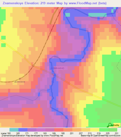 Znamenskoye,Russia Elevation Map