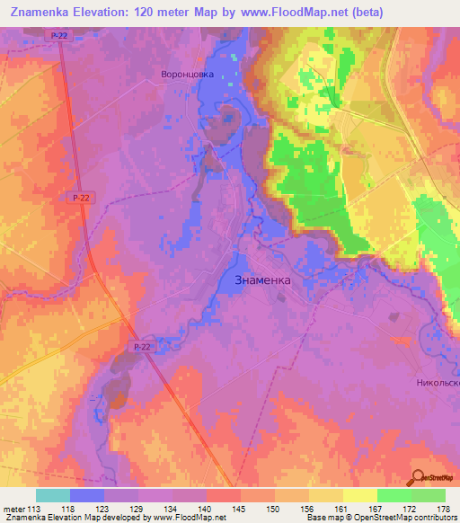 Znamenka,Russia Elevation Map