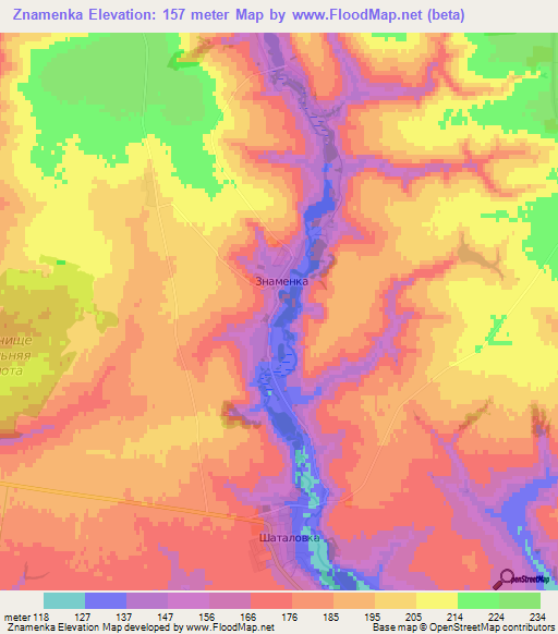 Znamenka,Russia Elevation Map