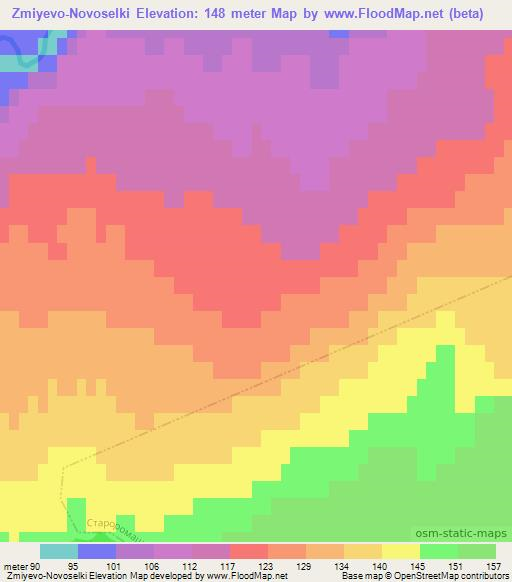 Zmiyevo-Novoselki,Russia Elevation Map