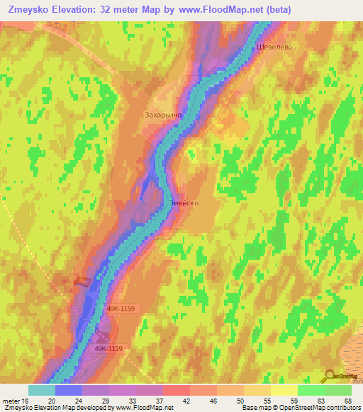 Zmeysko,Russia Elevation Map