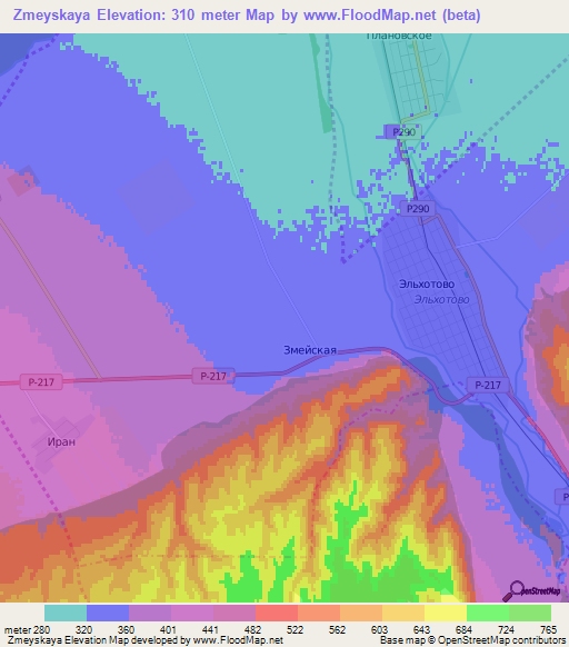 Zmeyskaya,Russia Elevation Map