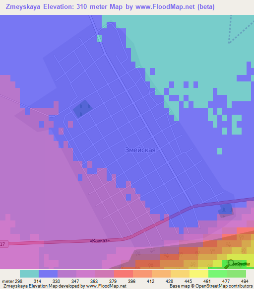 Zmeyskaya,Russia Elevation Map