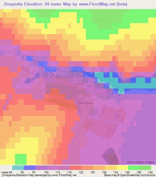 Zmeyevka,Russia Elevation Map