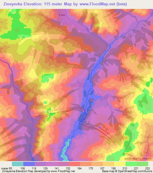 Zmeyevka,Russia Elevation Map