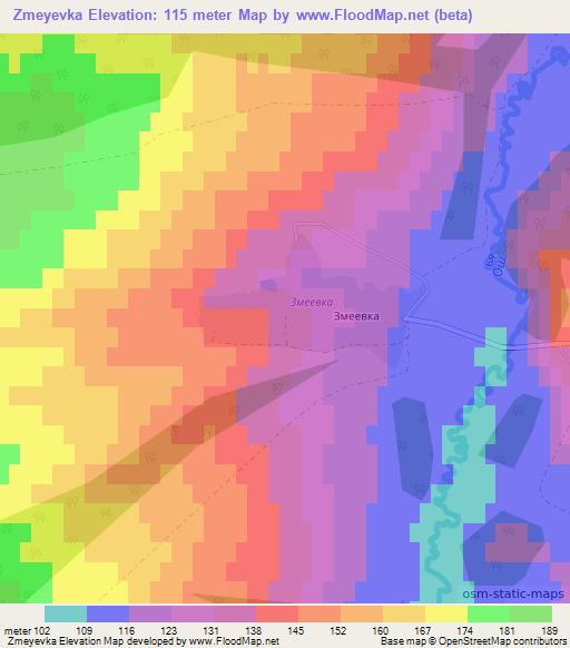 Zmeyevka,Russia Elevation Map