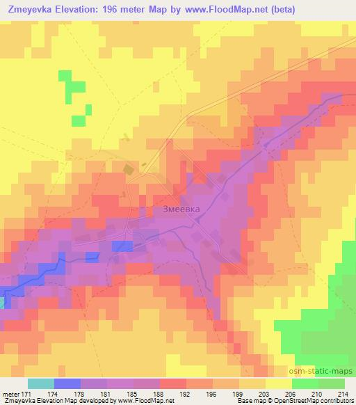 Zmeyevka,Russia Elevation Map