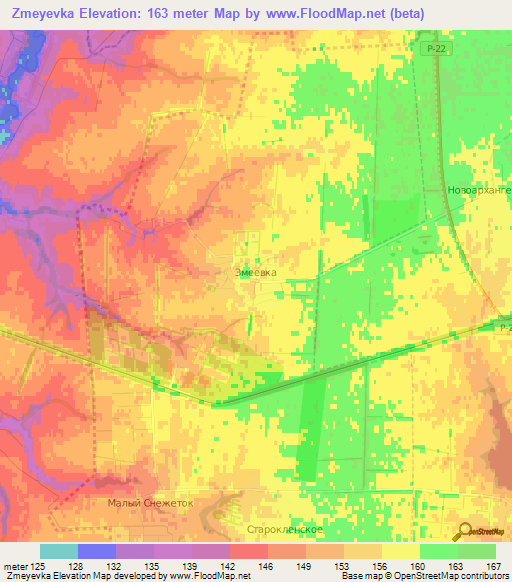 Zmeyevka,Russia Elevation Map