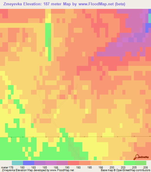 Zmeyevka,Russia Elevation Map