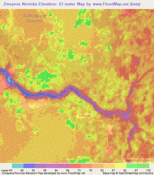 Zmeyeva Novinka,Russia Elevation Map