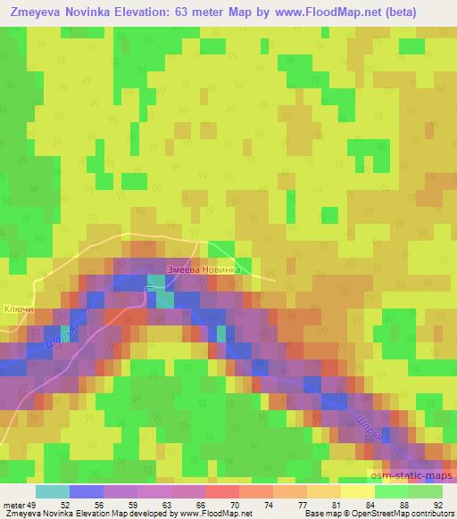 Zmeyeva Novinka,Russia Elevation Map