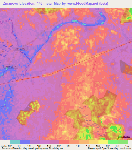 Zmanovo,Russia Elevation Map