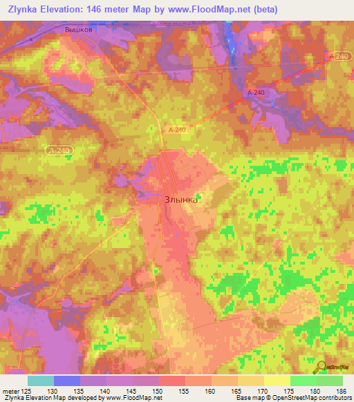 Zlynka,Russia Elevation Map