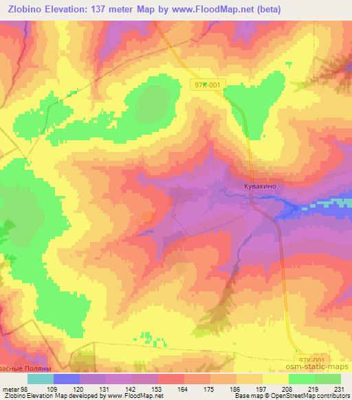 Zlobino,Russia Elevation Map