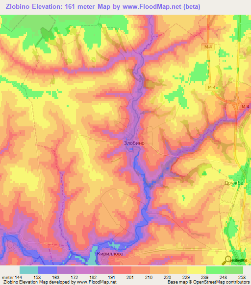 Zlobino,Russia Elevation Map