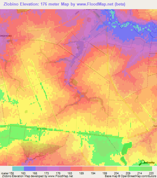 Zlobino,Russia Elevation Map