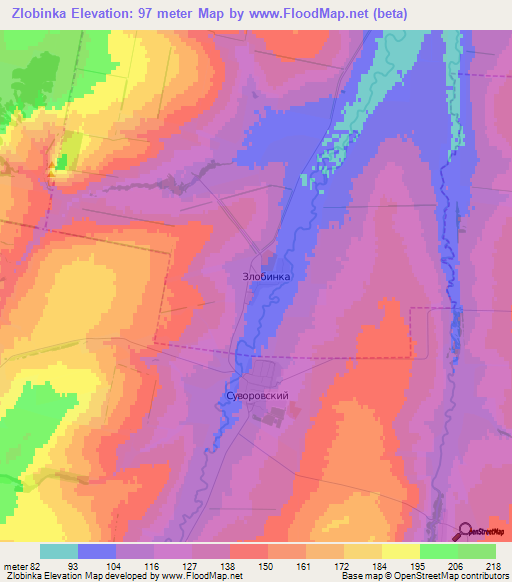 Zlobinka,Russia Elevation Map
