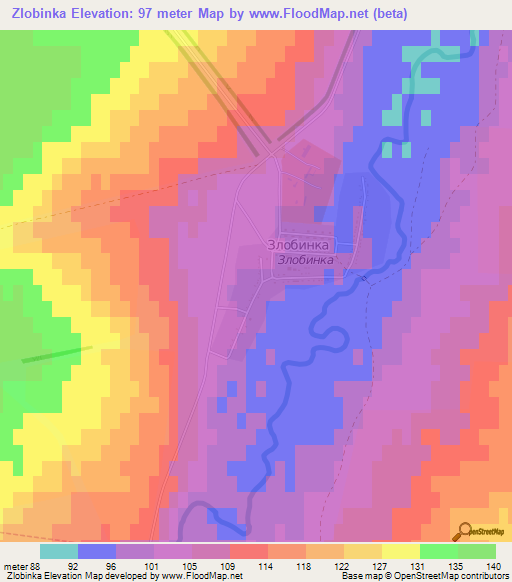 Zlobinka,Russia Elevation Map
