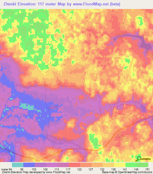 Zitenki,Russia Elevation Map