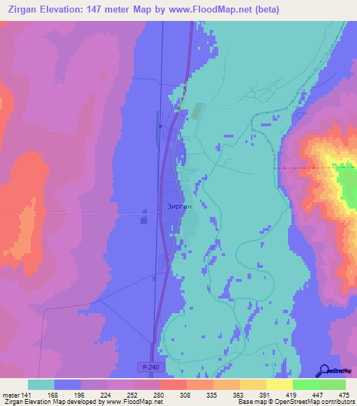 Zirgan,Russia Elevation Map