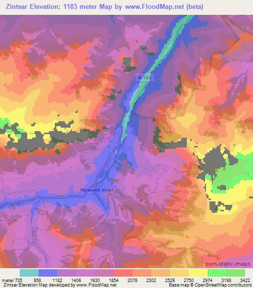 Zintsar,Russia Elevation Map