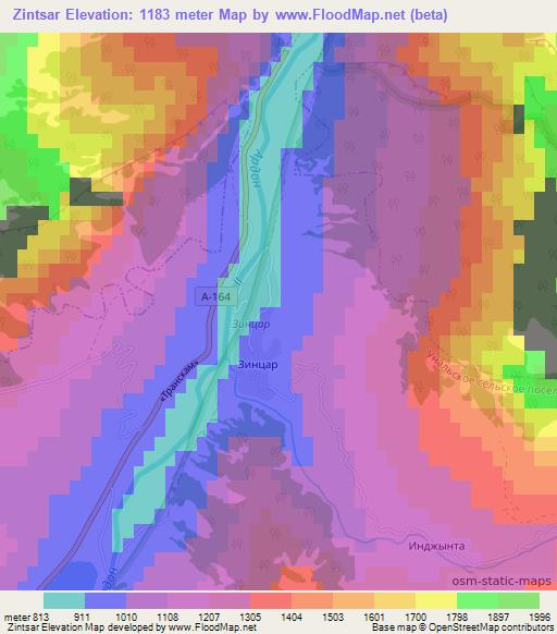 Zintsar,Russia Elevation Map