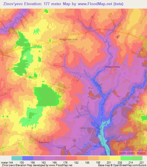 Zinov'yevo,Russia Elevation Map