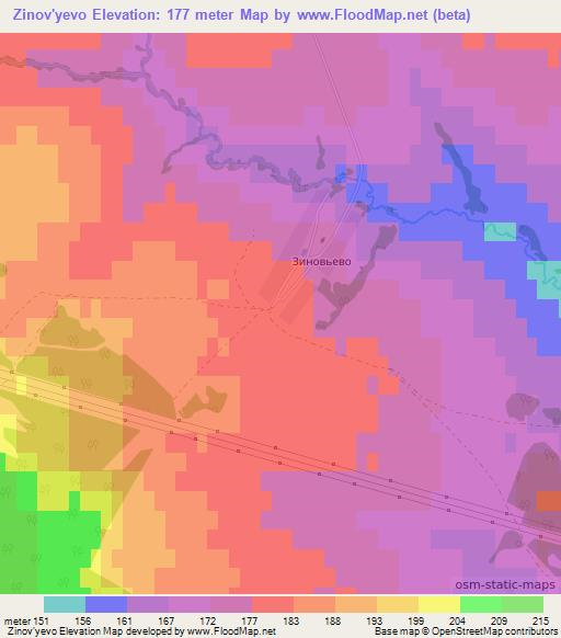 Zinov'yevo,Russia Elevation Map