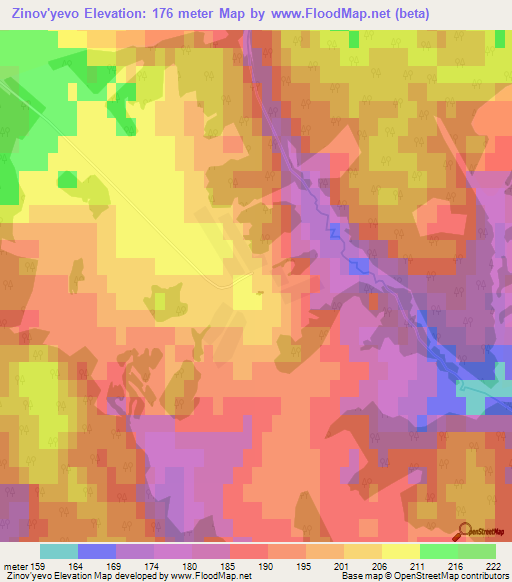 Zinov'yevo,Russia Elevation Map