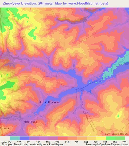 Zinov'yevo,Russia Elevation Map