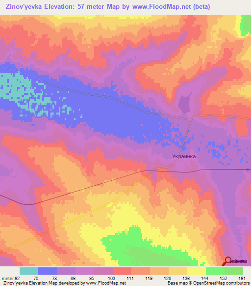 Zinov'yevka,Russia Elevation Map