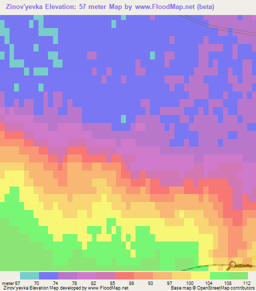 Zinov'yevka,Russia Elevation Map