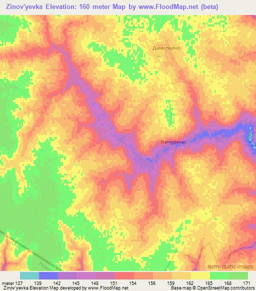 Zinov'yevka,Russia Elevation Map